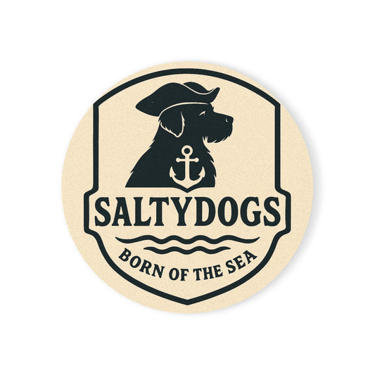 Salty Dogs Cork Coaster – 'Born of the Sea' Nautical Drink Coaster